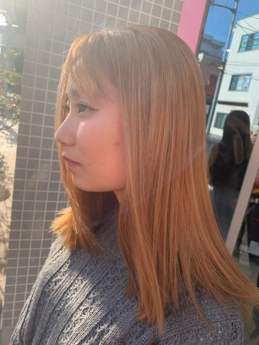 セミロング カラー ピンクカラー nishimura makotoのヘアスタイル