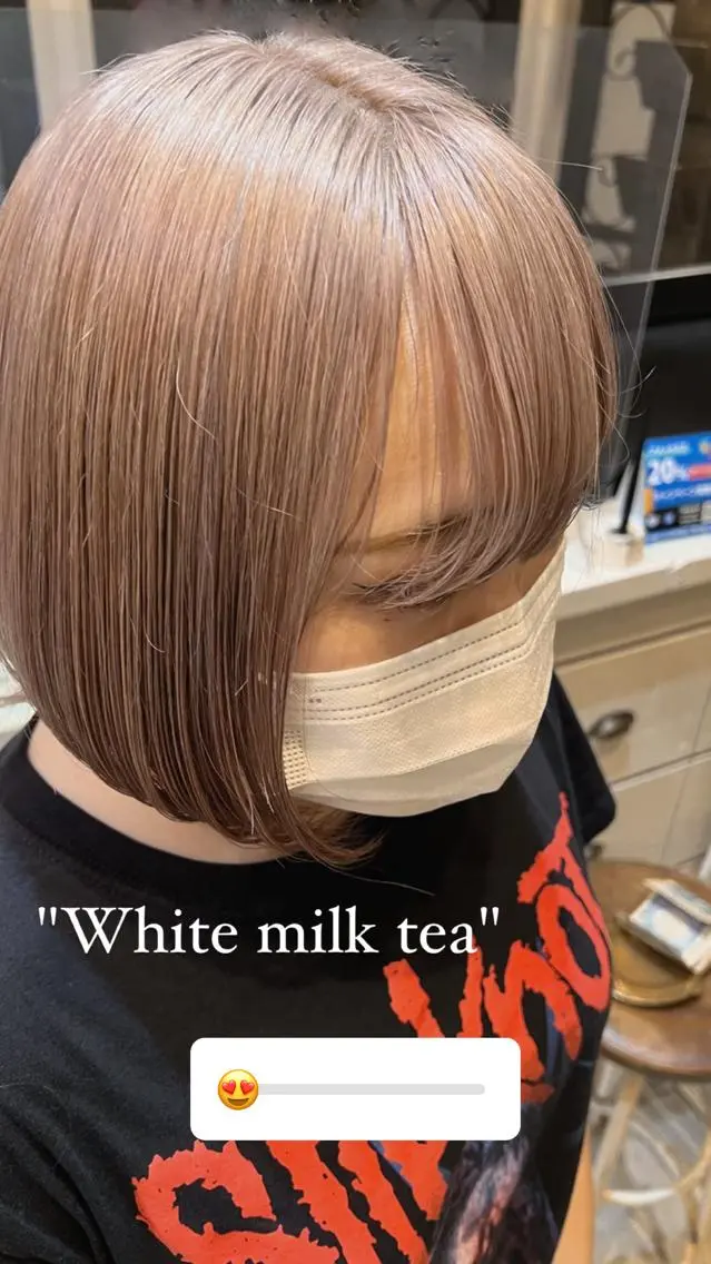 ミディアム カラー ブリーチ 透明感カラー ハイトーンカラー 抜きっぱなしブロンド /ハイトーン/カナタのヘアスタイル