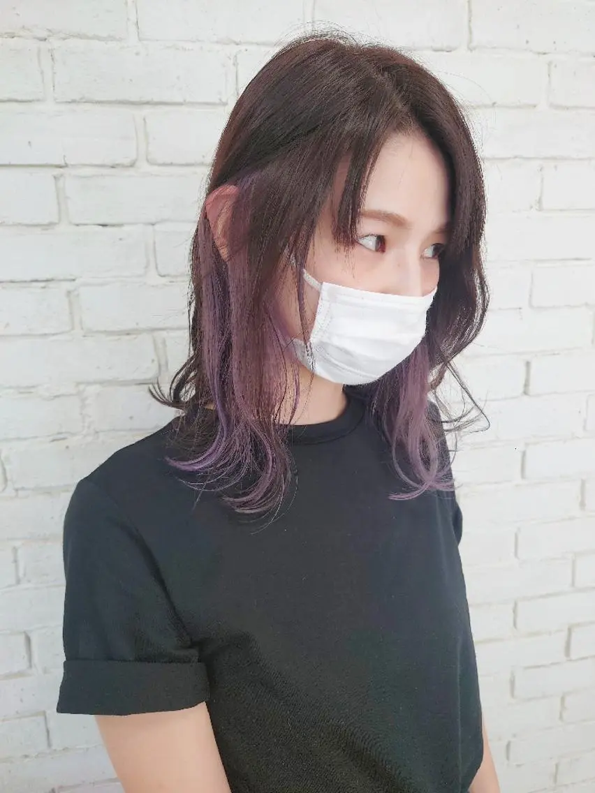 ミディアム カラー パープルカラー ヘアカラー トリートメント 艶髪✨ブリーチ職人 yasuのヘアスタイル