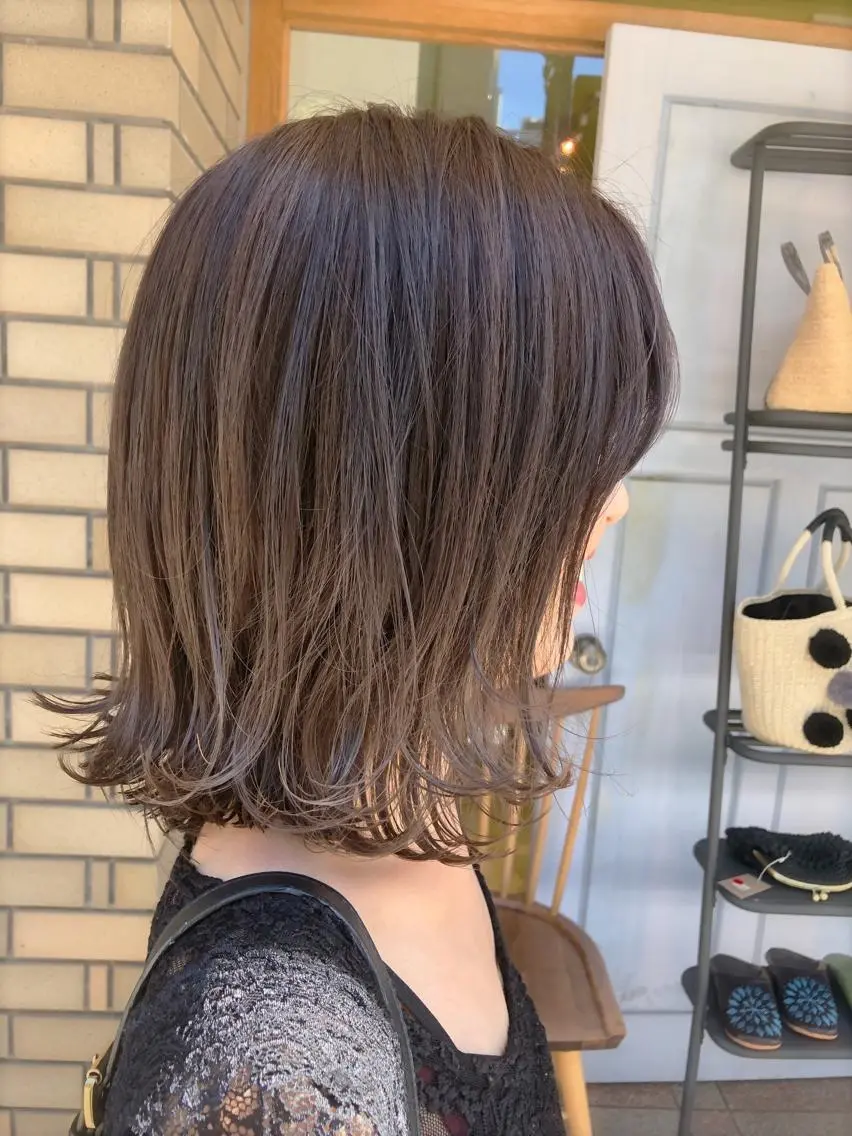 ミディアム カラー アッシュ グラデーションカラー パープルカラー パープルアッシュ 山形 光輪子のヘアスタイル