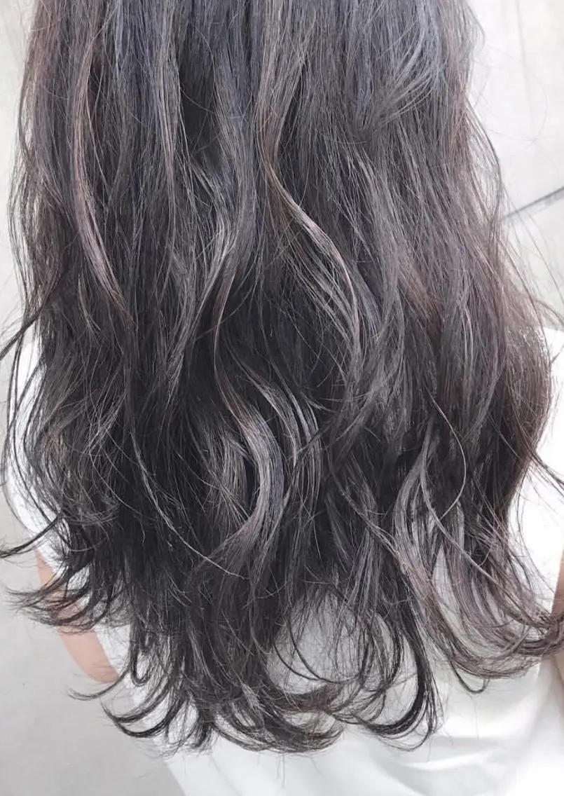 ロング カラー パーマ ヘアアレンジ チビ編み込みエクステ シールEXどぅ〜すのヘアスタイル