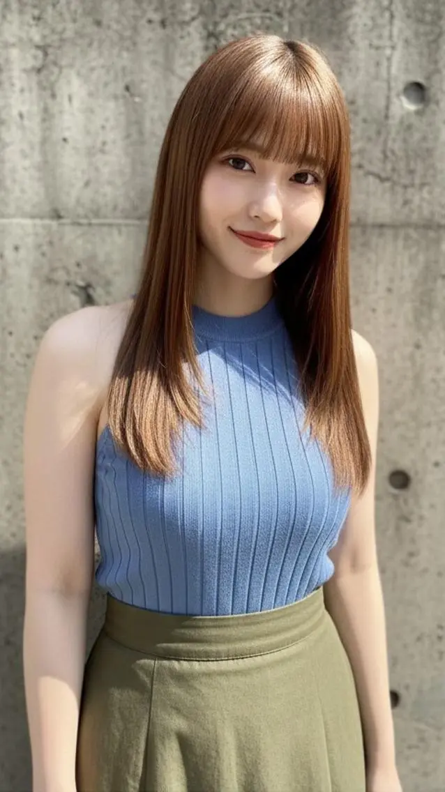 セミロング カラー 顔周りカット 髪質改善 レイヤーカット 小顔カット さく/髪質改善× 縮毛矯正/町田のヘアスタイル
