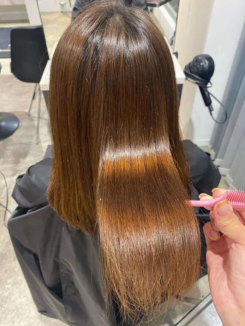 セミロング ヘアアレンジ 縮毛矯正 新宿⌇韓国風ヘア ⌇透明感カラーのヘアスタイル