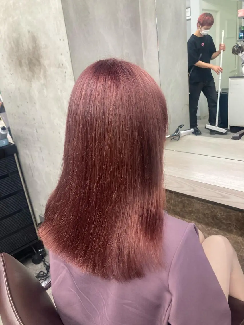 セミロング カラー ピンクカラー カット ヘアカラー ブリーチ&似合せボブ 田中寛十のヘアスタイル