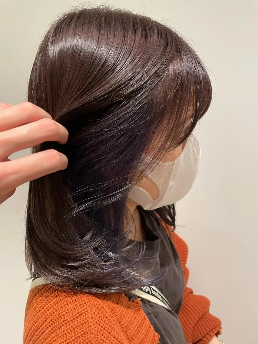 ミディアム カラー インナーカラー ラベンダーカラー 柳井 準平のヘアスタイル