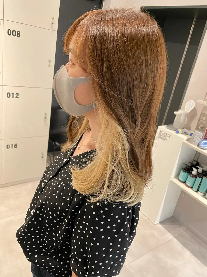 ミディアム カラー カット ヘアカラー トリートメント レイヤー×髪質改善 ×透明感/杉田 圭のヘアスタイル