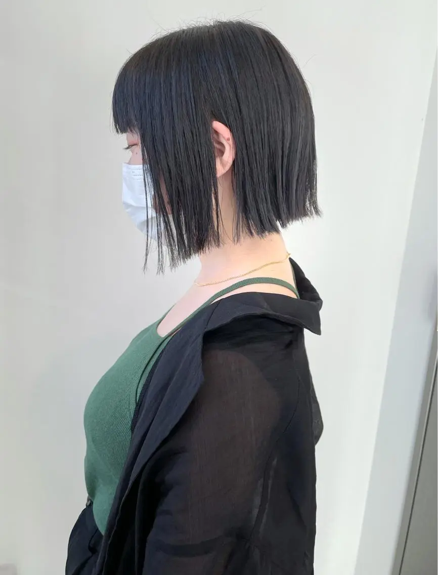 ショート カラー パーマ カット 縮毛矯正 ボブ/縮毛/レイヤー モトナリのヘアスタイル