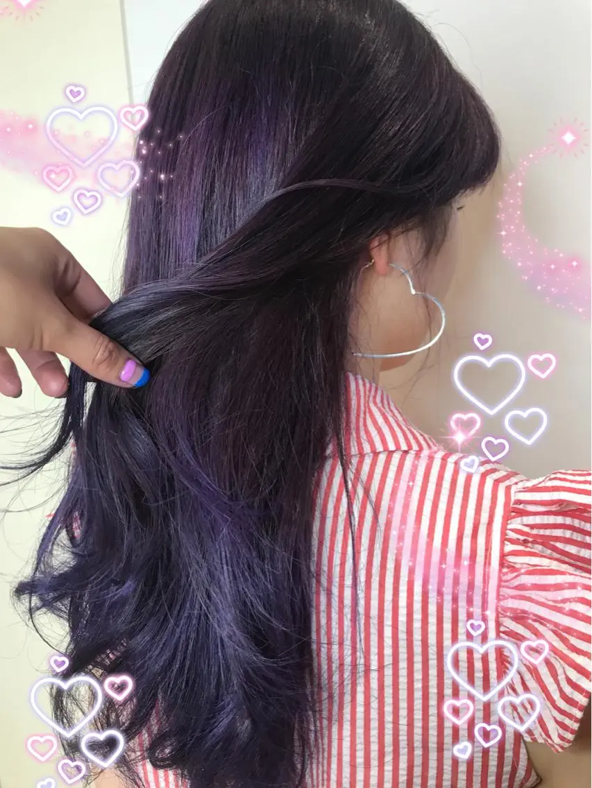 ミディアム カラー ブルーカラー ブルーバイオレット バイオレットカラー 新宿駅近♡個室 ♡関口三都季🌜のヘアスタイル