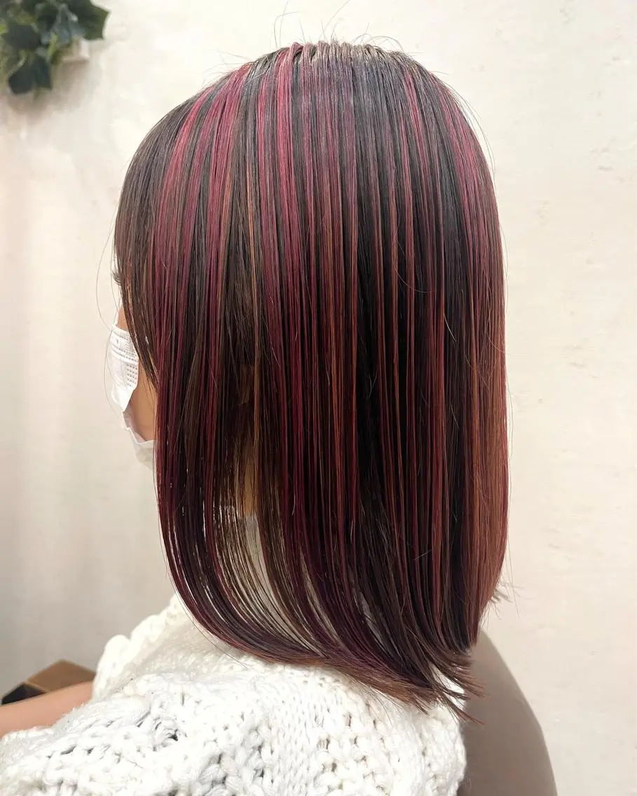 ミディアム カラー ブリーチ ケアブリーチ ダブルカラー ハイライトカラー ピンクカラー OAK溝の口 𖠋SHINYAのヘアスタイル