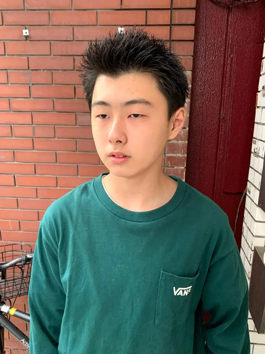 メンズ カット スパイキーパーマ 柏NO1 藤本葉のヘアスタイル