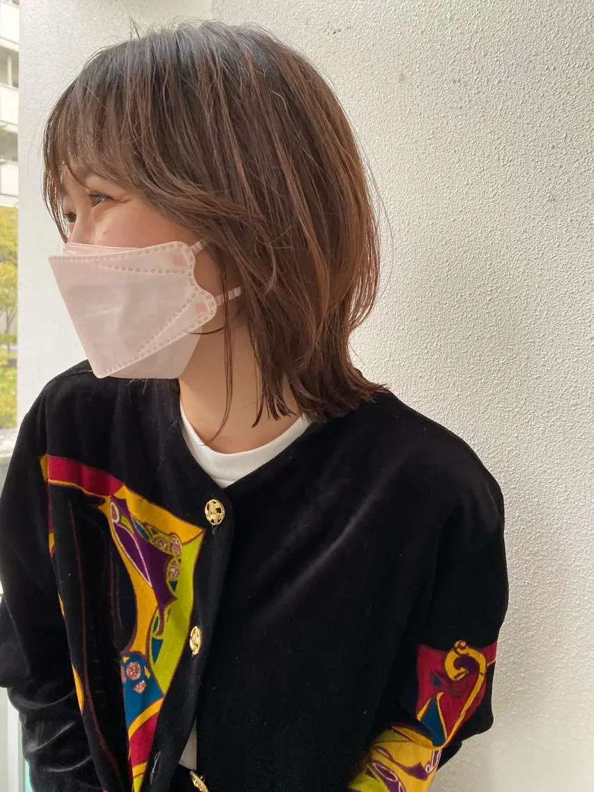 ミディアム レイヤーカット ウルフカット LUVISM新潟🎀 透明感カラー/ミユのヘアスタイル