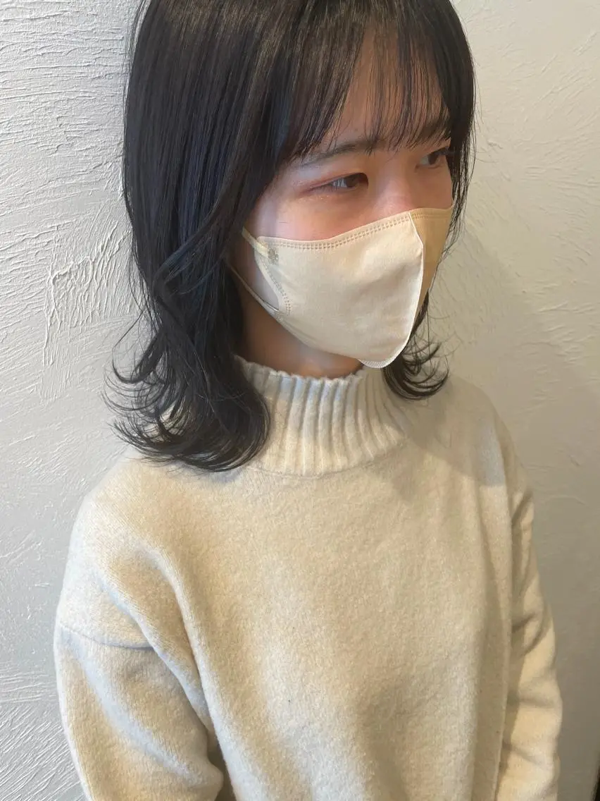 ミディアム カラー アディクシーカラー グレージュ 赤み消しカラー/透 明感カラー/有吉優香のヘアスタイル