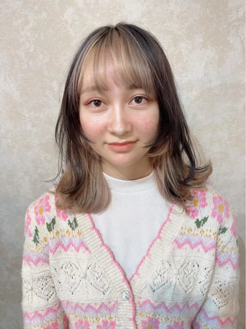 カラー ミストバング デザインカラー フェイスフレーミング インナーカラー ウルフレイヤー 髪質改善/縮毛矯正 /naokiのヘアスタイル