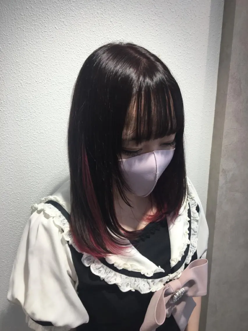 セミロング カラー ピンクカラー FABLE HAIR ファブル難波・心斎橋のヘアスタイル