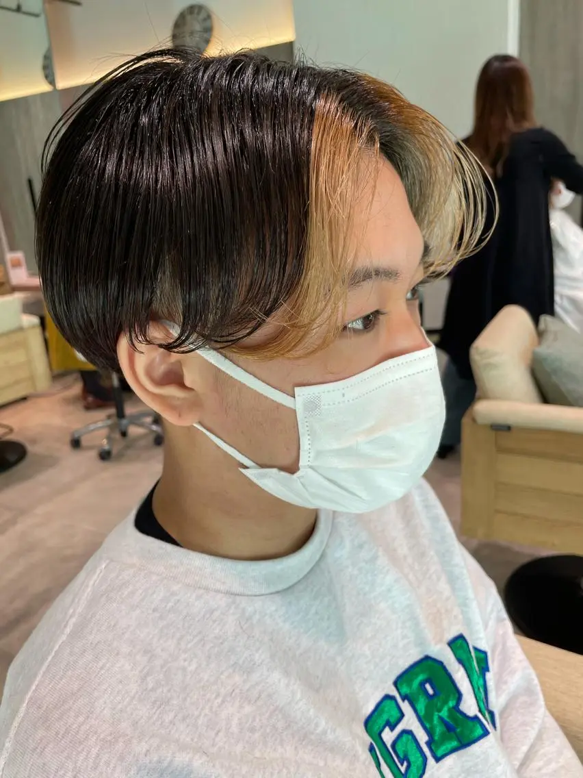 ショート カラー メンズ メンズブリーチ ミストバング ブリーチ  フェイスフレーミング ブリーチモデル募集中 小柴のヘアスタイル