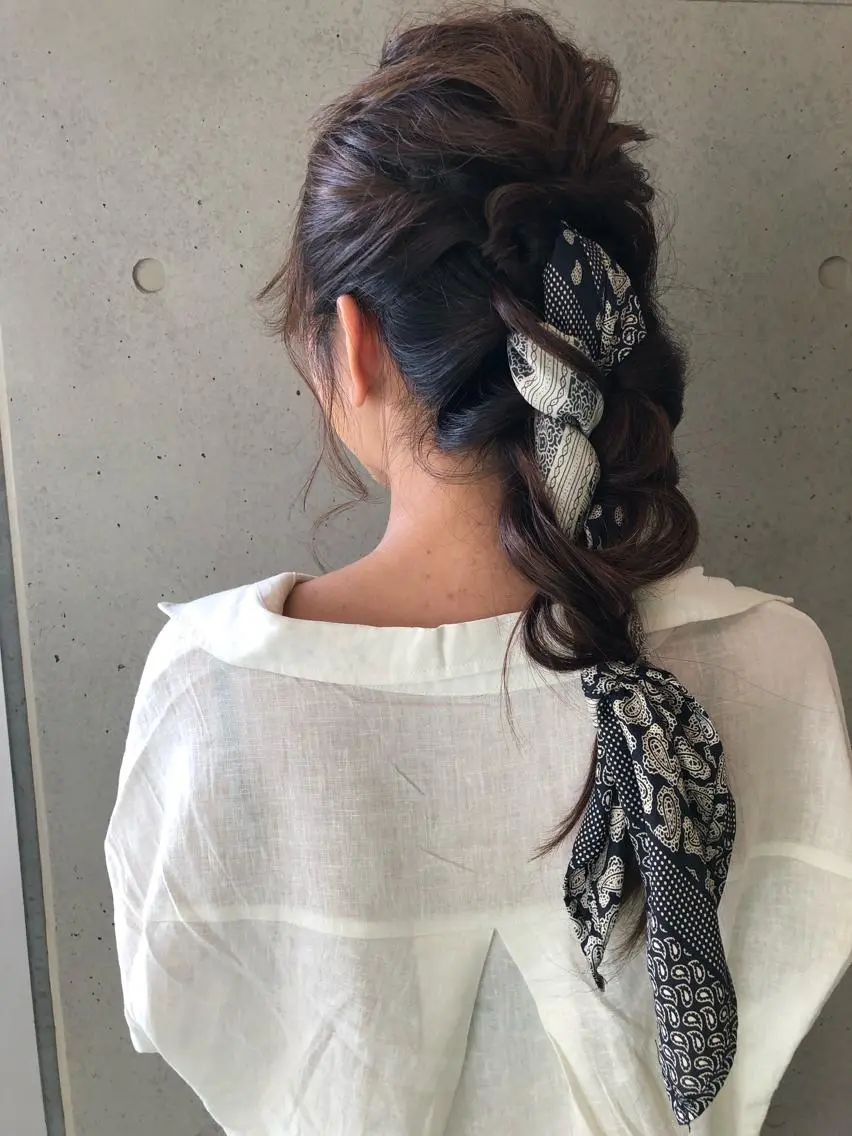 ロング ヘアアレンジ 簡単アレンジ 松本 明日可のヘアスタイル