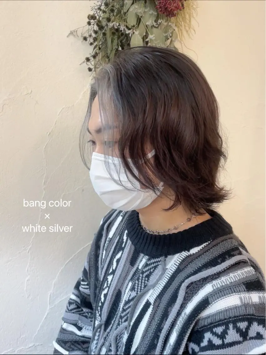 ショート カラー メンズ メンズインナーカラー インナーカラー シルバー 加藤あいり/大人 可愛いモテカラー♡のヘアスタイル