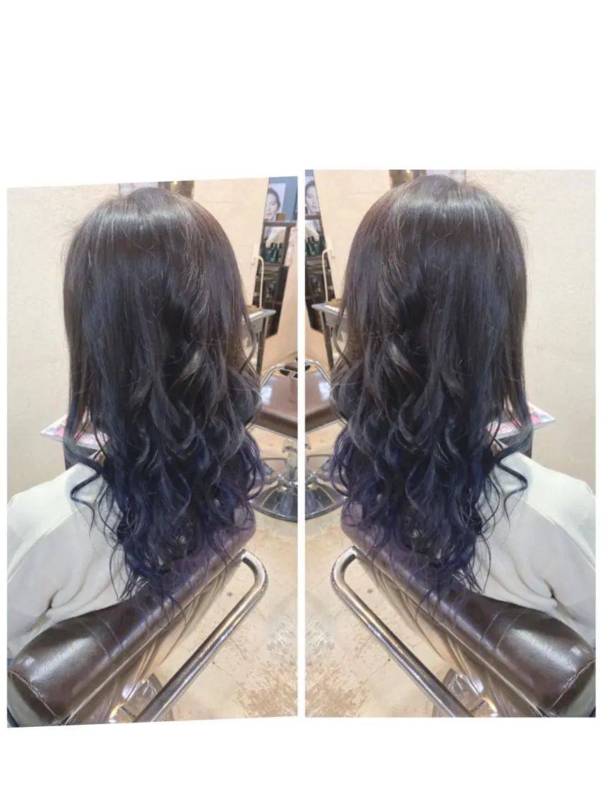 ロング カラー ヘアアレンジ ブルーカラー バイオレットカラー ヘアカラー 桜田 修未のヘアスタイル