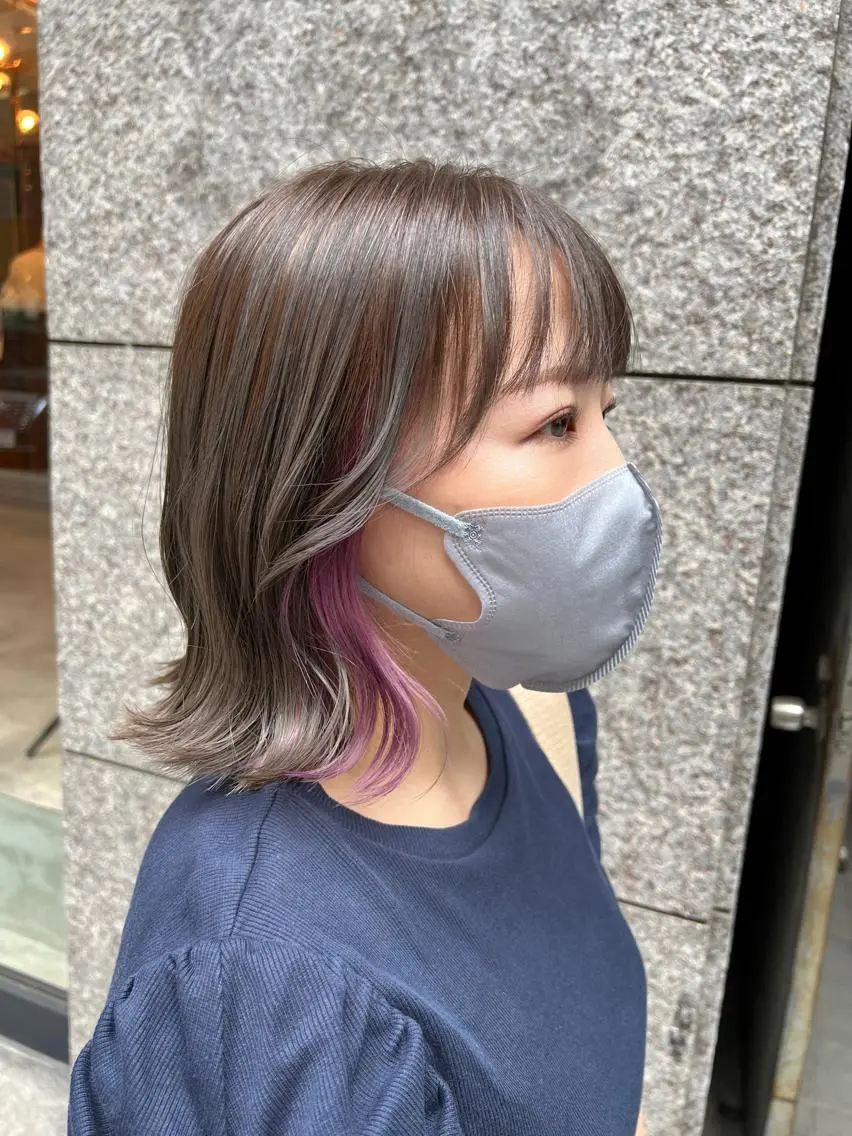 ショート カラー グレージュ ラベンダーカラー THINK SHOP sakiのヘアスタイル