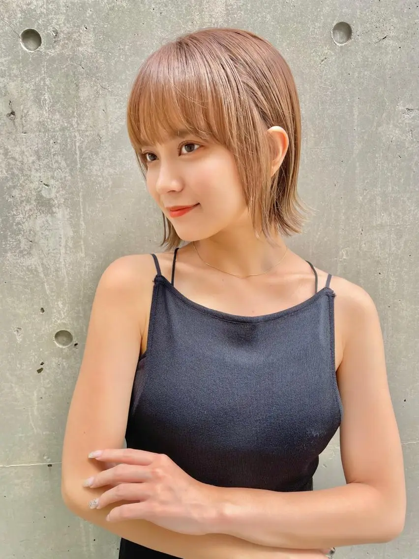 ミディアム カット ヘアカラー トリートメント 髪質改善 中川 翔のヘアスタイル