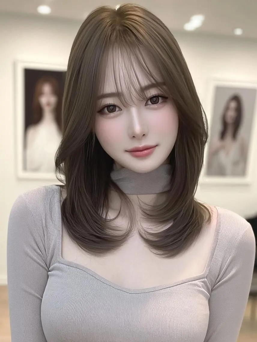 セミロング ボブ 髪質改善 韓国風ヘア レイヤーカット 縮毛矯正 カット ヘアカラー 髪質改善/レイヤー/ 佐藤　舞🌷🫧のヘアスタイル