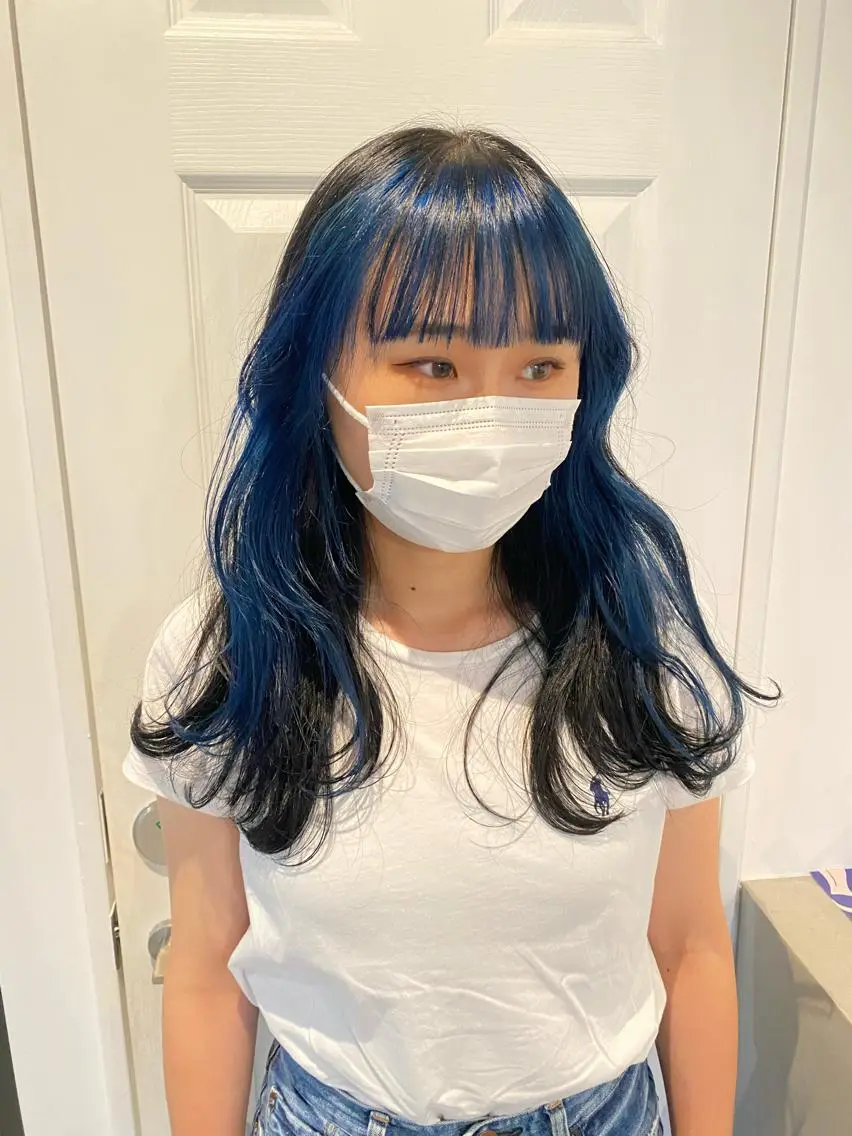 ロング カラー ブルーカラー ♡レイヤーカット れお♡のヘアスタイル