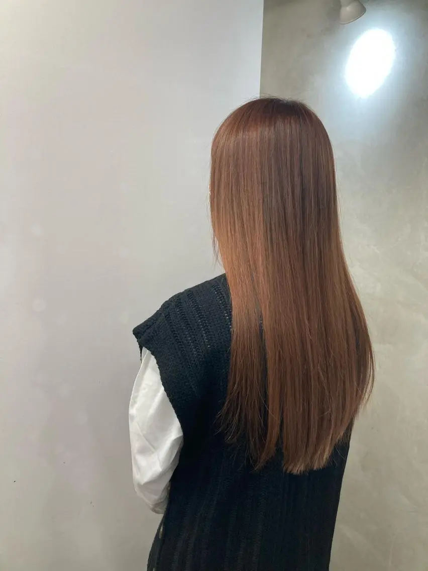 ロング カラー ベージュカラー ピンクカラー ピンクベージュ ヘアカラー ブリーチ&似合せボブ 田中寛十のヘアスタイル