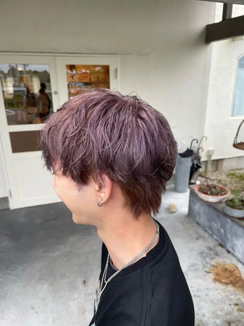 ショート カラー メンズ ダブルカラー グレージュ ラベンダーカラー ラベンダーグレージュ ラベンダーグレー ヘアカラー 酸性ストレート/ ボブ/暖色/リコのヘアスタイル