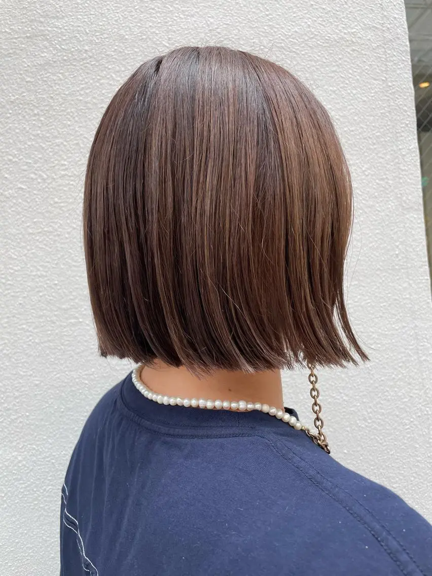 ショート ワンレンボブ ボブ カット ナチュラルカラー 児玉優香のヘアスタイル