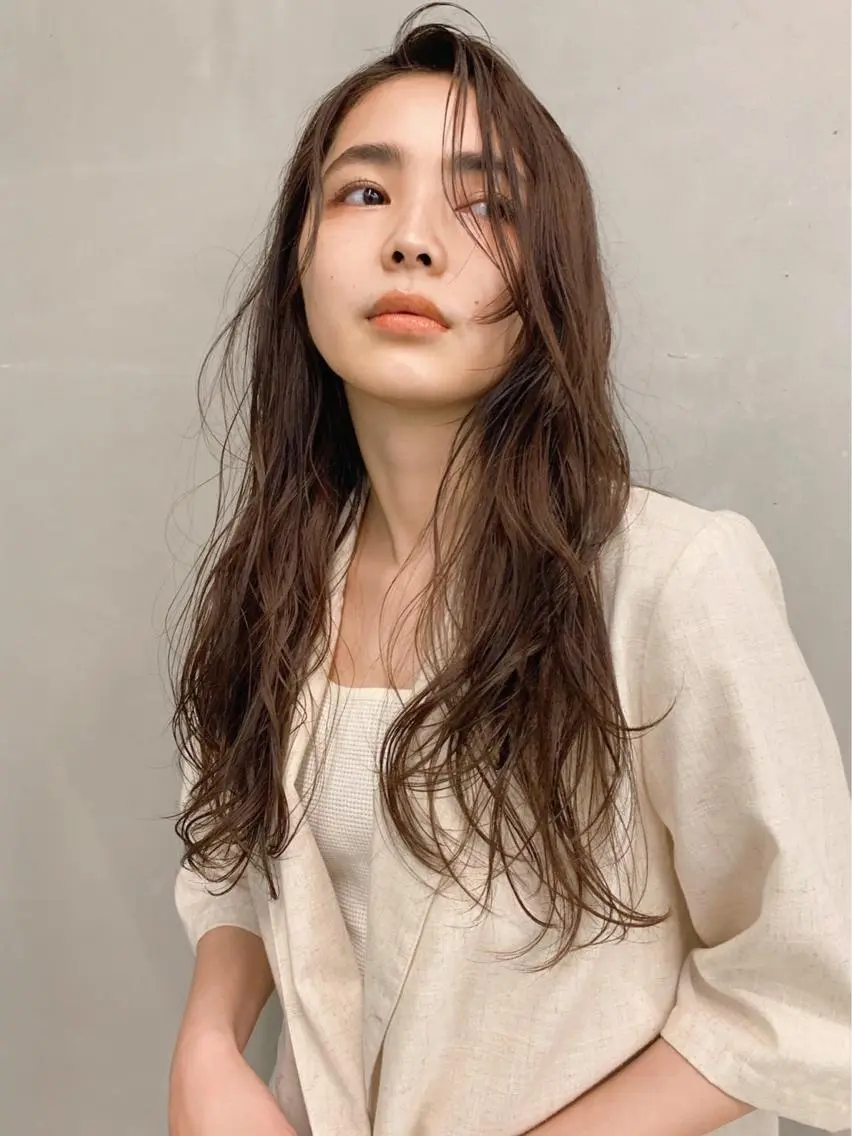 ロング カラー パーマ 顔周りカット ロング カット ヘアカラー sakoda shunkiのヘアスタイル