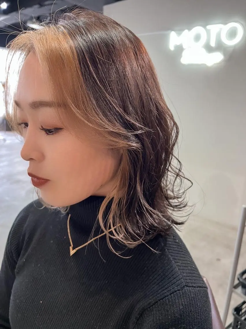 ミディアム カラー ミストバング フェイスフレーミング "小顔カット" Fuko.のヘアスタイル