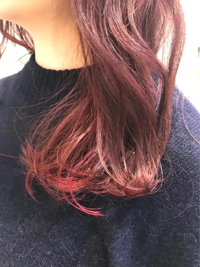 ミディアム カラー レッドカラー ローズカラー ヘアカラー トリートメント 透明感・艶カラー/ 坂田友梨奈のヘアスタイル