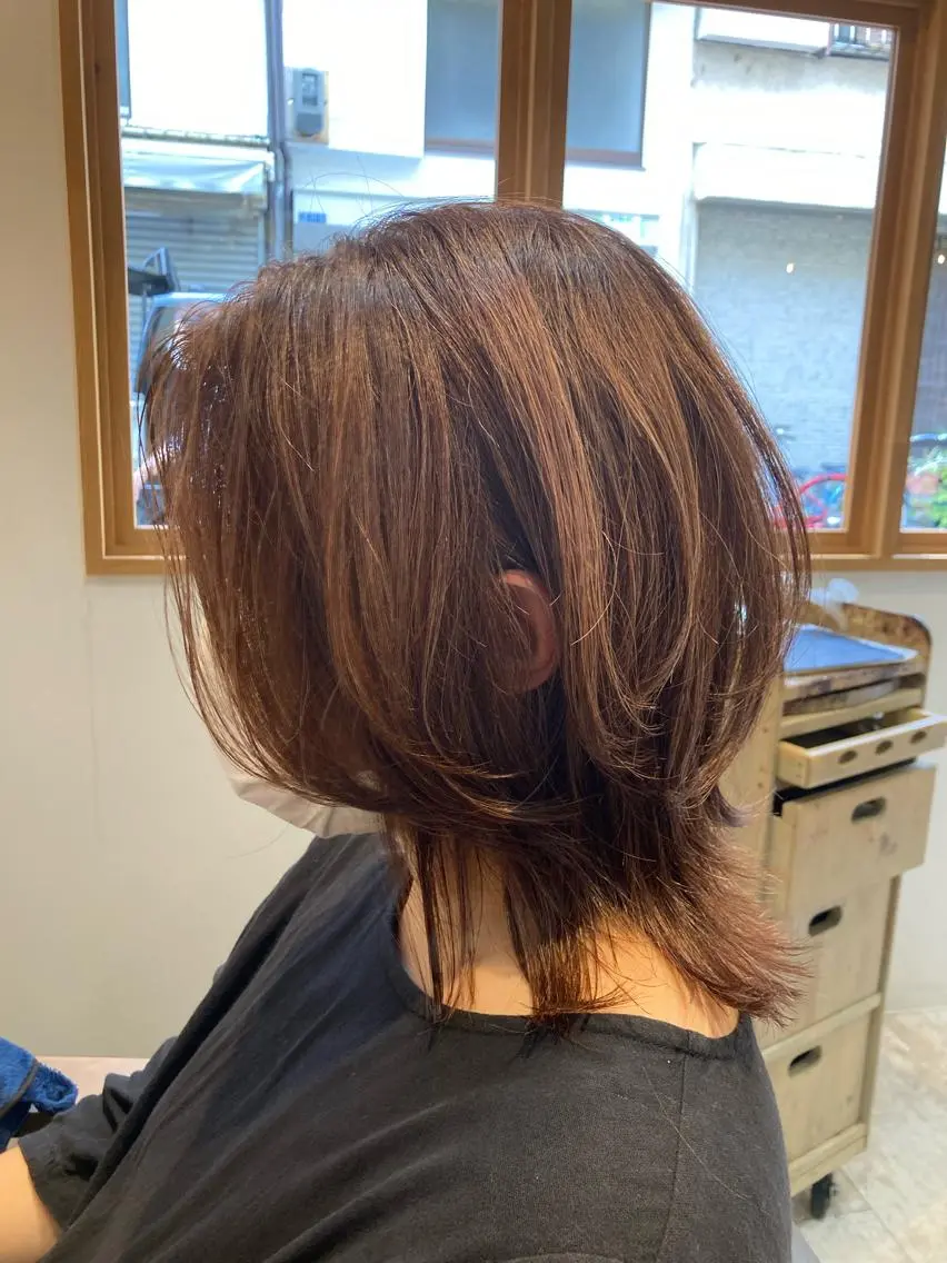 ミディアム カラー ピンクカラー ウルフカット カット ヘアカラー トリートメント 【女性指名No.1】 西口直子のヘアスタイル