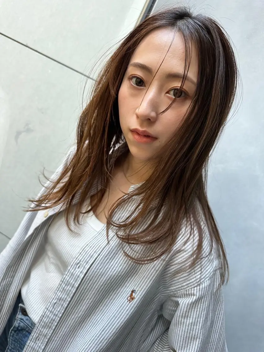 セミロング カラー レイヤーカット 表参道美容師 ぶんじのヘアスタイル