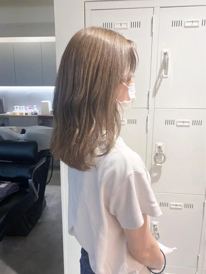 ミディアム カラー ヘアアレンジ ブリーチ ヘアカラー ボブ /ニュアンス/ satomi🧸💖のヘアスタイル