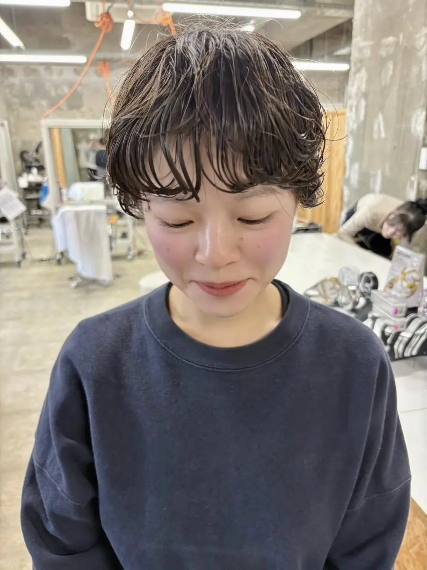 ショート パーマ ニュアンスパーマ カット パーマ トレンドパーマ/ ボブ🌰くりーわのヘアスタイル