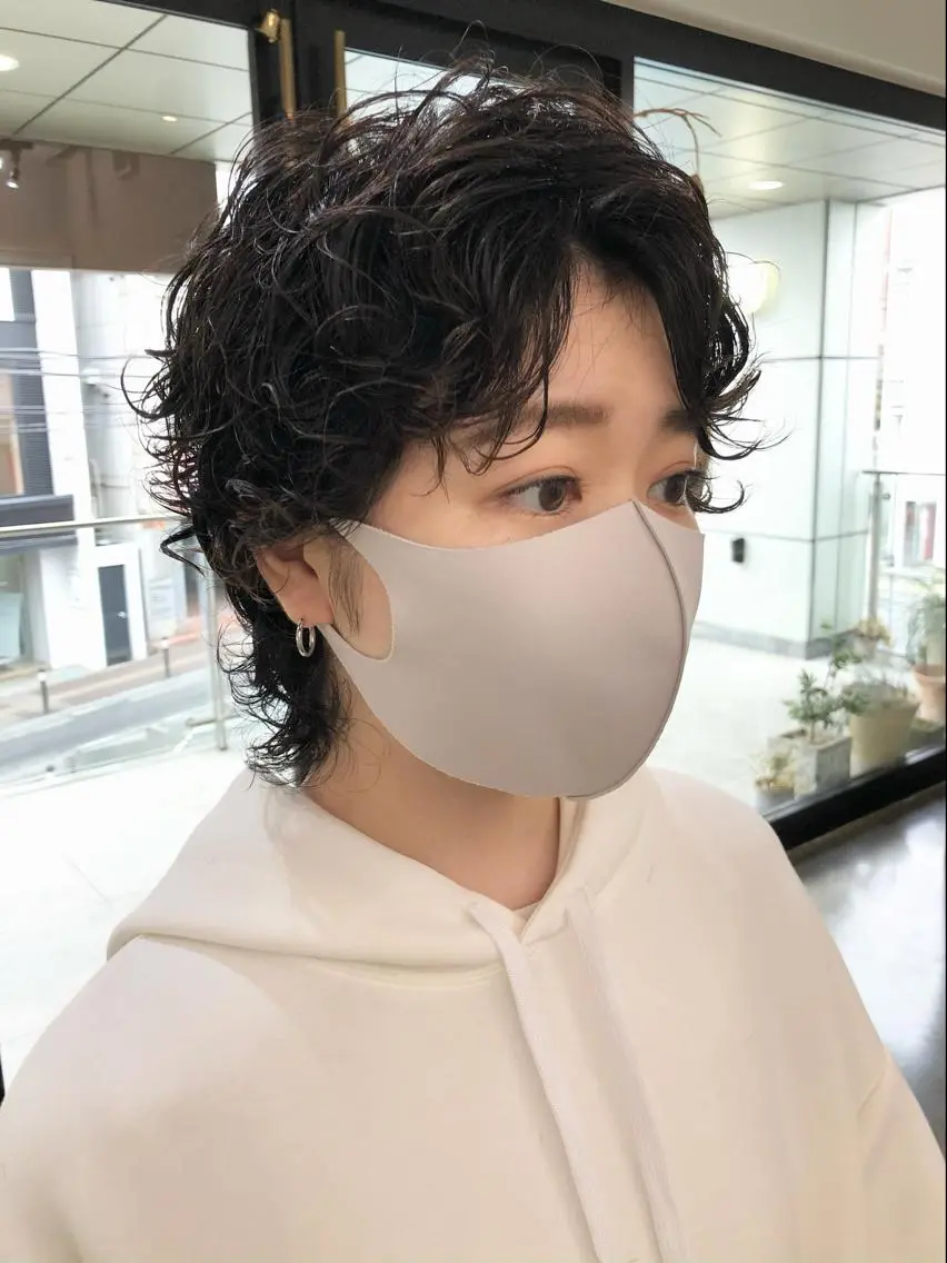 ショート パーマ ウルフカット カット パーマ 千葉 郁也のヘアスタイル