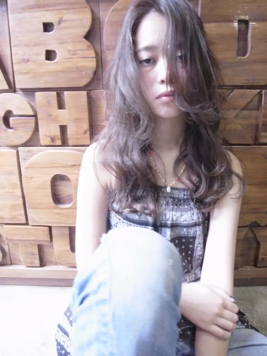 ロング カラー うざバング 北條 優輝のヘアスタイル