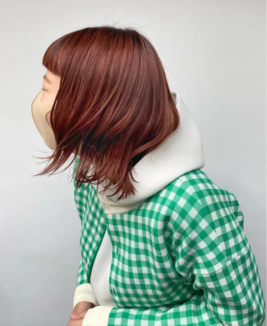 ミディアム カラー オレンジ オン眉 tonari 梅田、中崎町のヘアスタイル