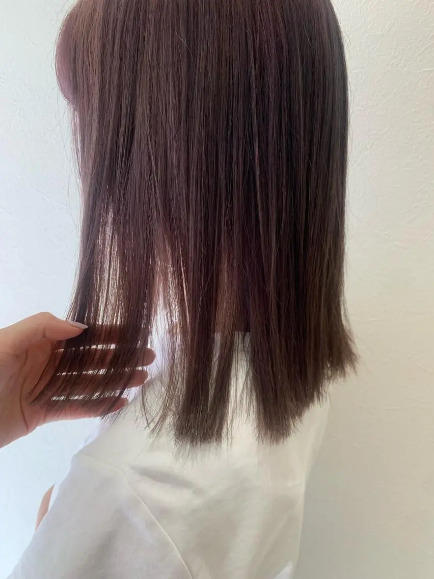 ミディアム カラー ベージュカラー ブリーチ ラベンダーカラー ラベンダーベージュ hubhair レイヤー/透明感のヘアスタイル