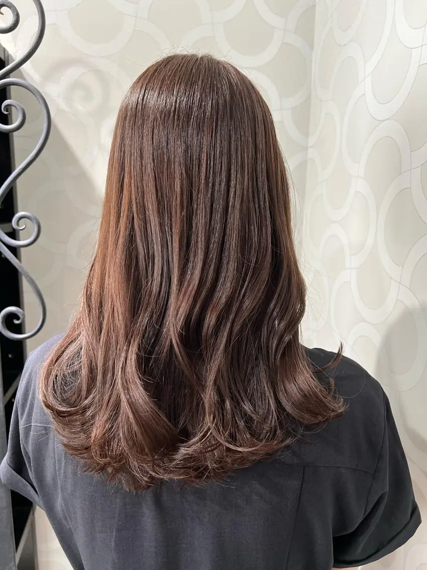 ロング カラー ベージュカラー ブラウンカラー ショコラグレージュ チョコレートブラウン ココアベージュ カット ヘアカラー トリートメント 艶髪 ♡Tomiyaのヘアスタイル