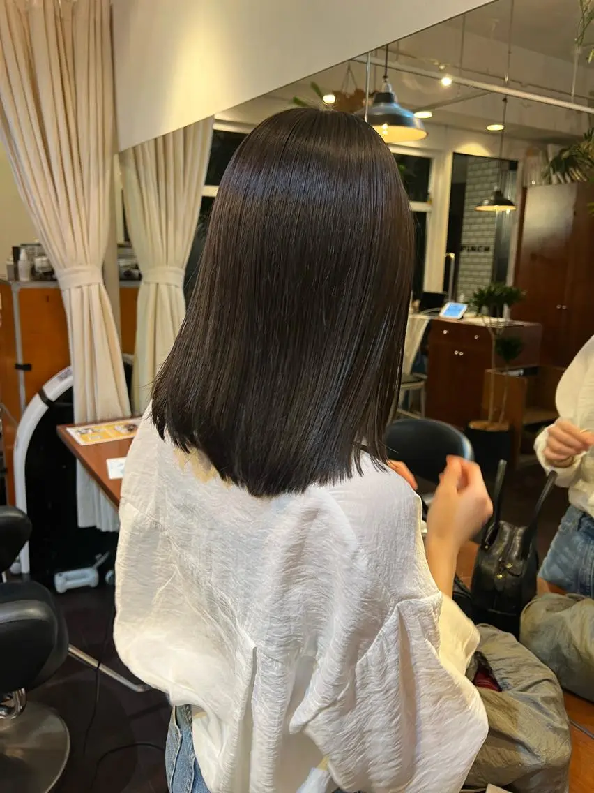 ミディアム カラー 髪質改善 トリートメント 柔らかブラウン/顔周 りレイヤー♡ユウシのヘアスタイル
