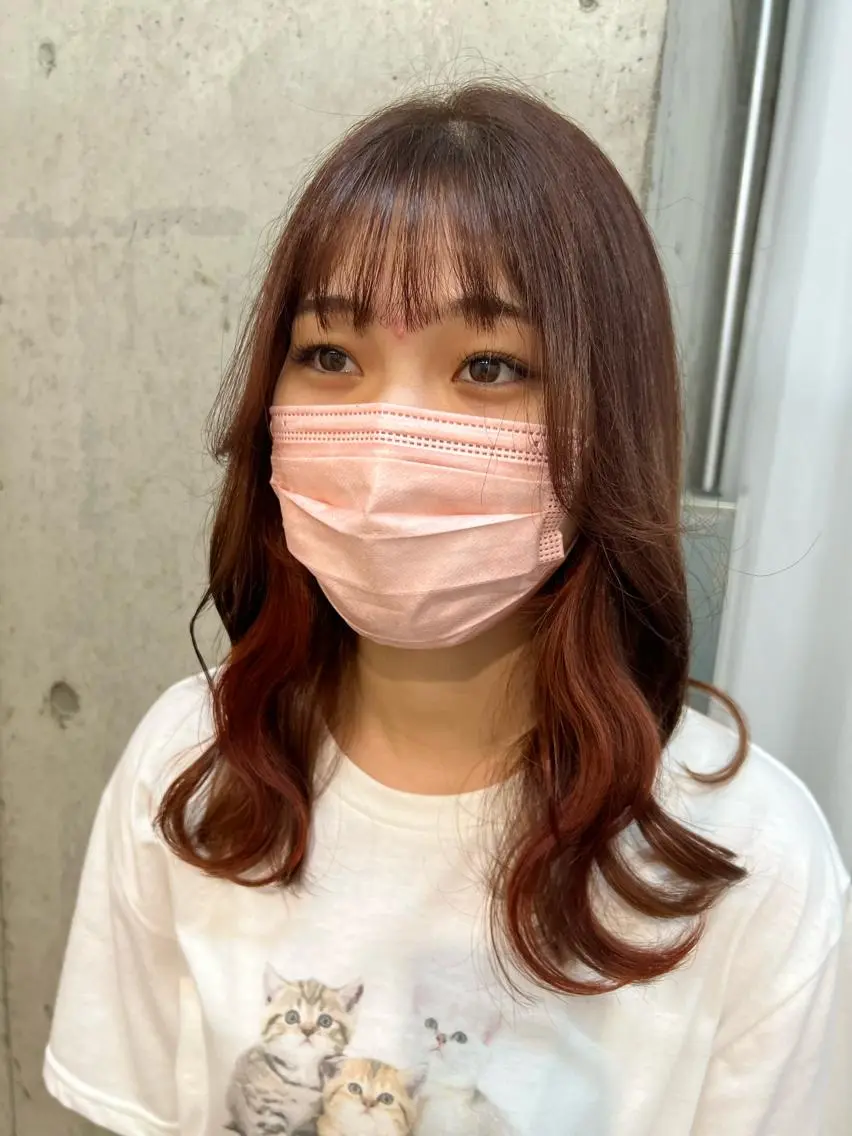 セミロング カラー ブラウンカラー オレンジ オレンジブラウン ヘアカラー Ayaka🩰🎀 ガーリー/暖色♡のヘアスタイル