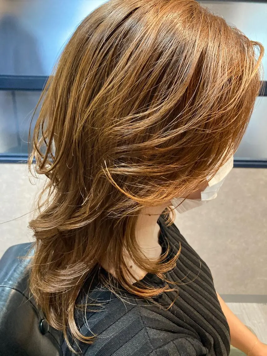 ミディアム カラー ヘアアレンジ レイヤーカット 小野 【髪質改善】のヘアスタイル
