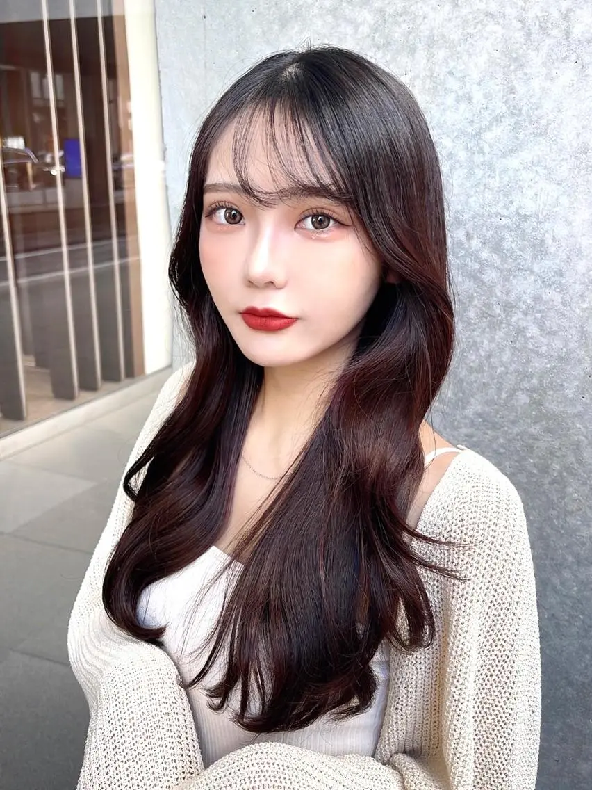 ミディアム カラー くびれヘア ヨシンモリ 韓国風ヘア サイドバング 小顔カット 顔周り特化/韓国ヘア /レイヤー/吉野幸大のヘアスタイル