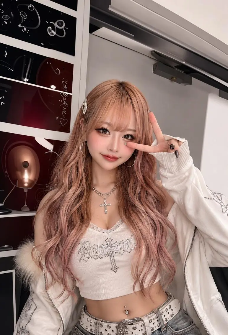 カラー ロング カラー ×シールエクステのヘアスタイル