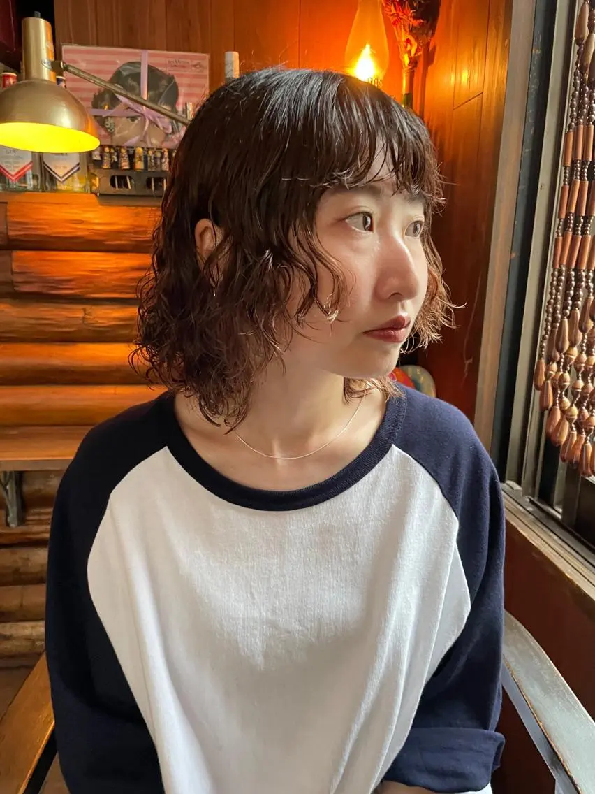 ショート カラー パーマ ヘアアレンジ カット ヘアカラー パーマ satsuki 暖色・ブラウンカラーのヘアスタイル