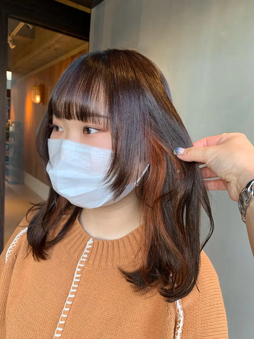 セミロング 顔まわりレイヤー レイヤーカット ヘアカラー ピンクカラー/ mana🎀のヘアスタイル