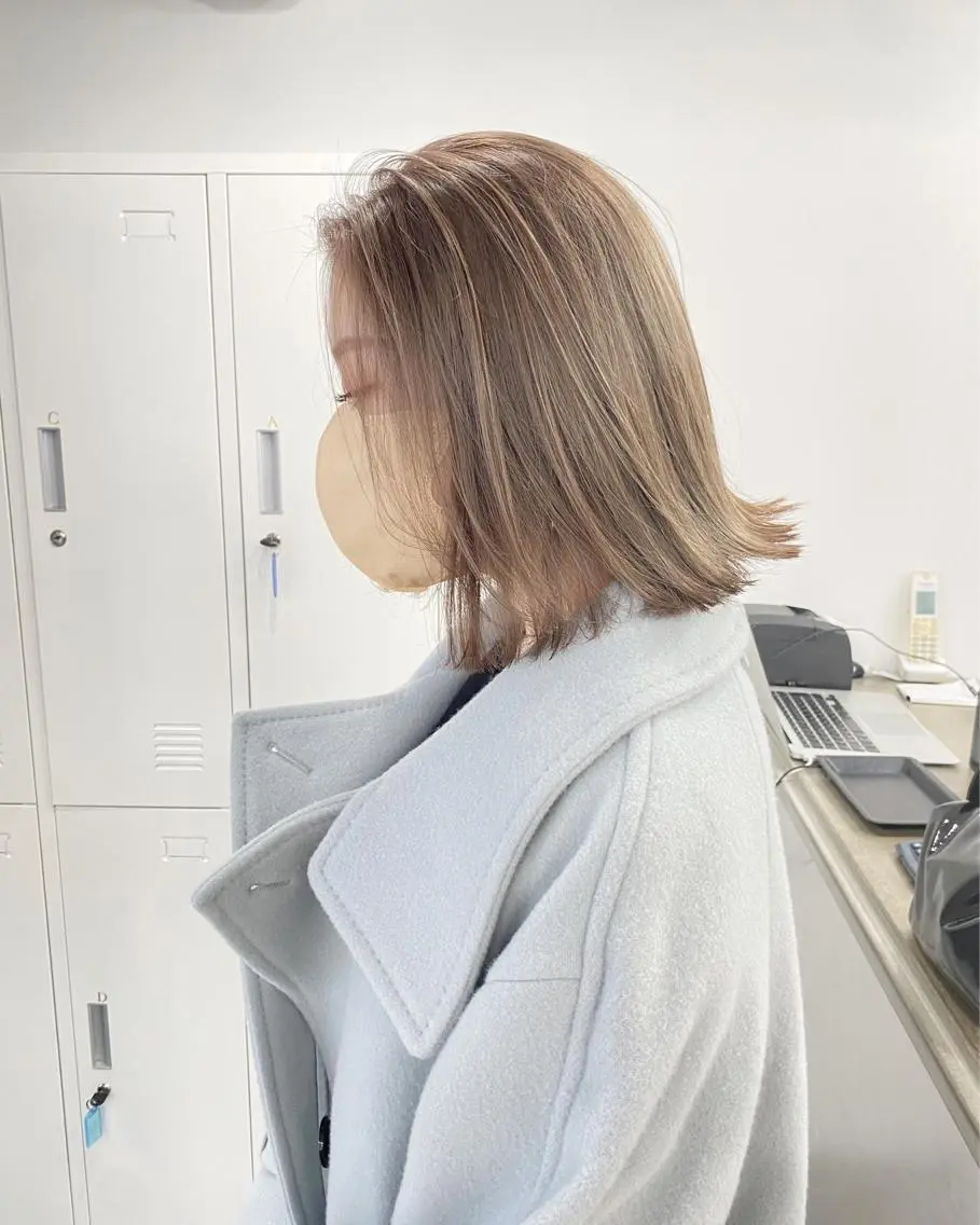 ミディアム カラー ヘアカラー トリートメント ヘアセット 似合わせベージュ 🍯ayumi🍯のヘアスタイル