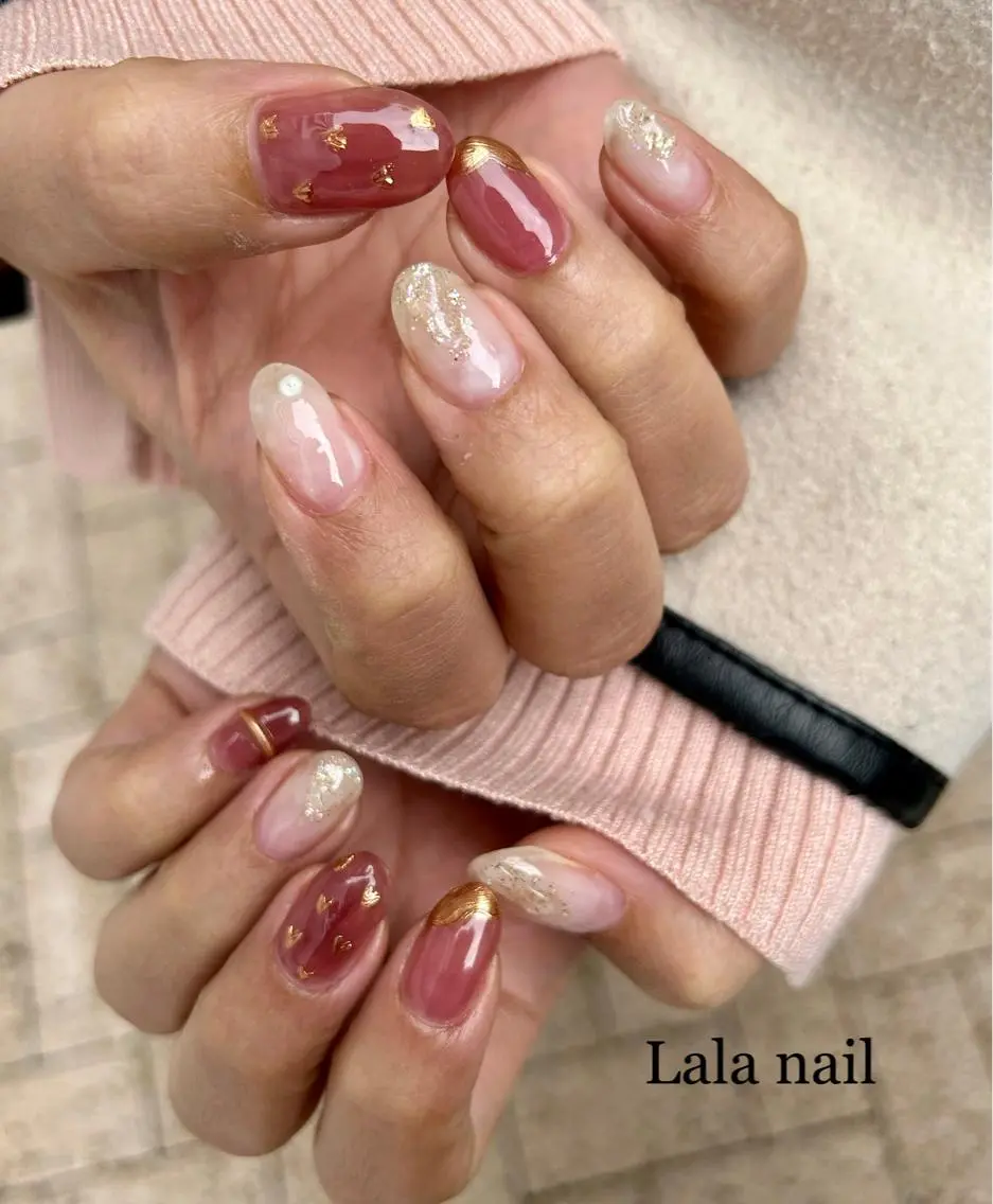 ネイル ピンク 春ネイル ホワイト Lala nailのネイルデザイン